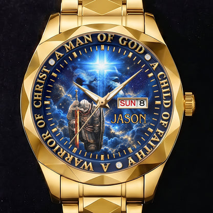 A Man Of God, Gift For Dad | Personalized Men's Wrist Watch