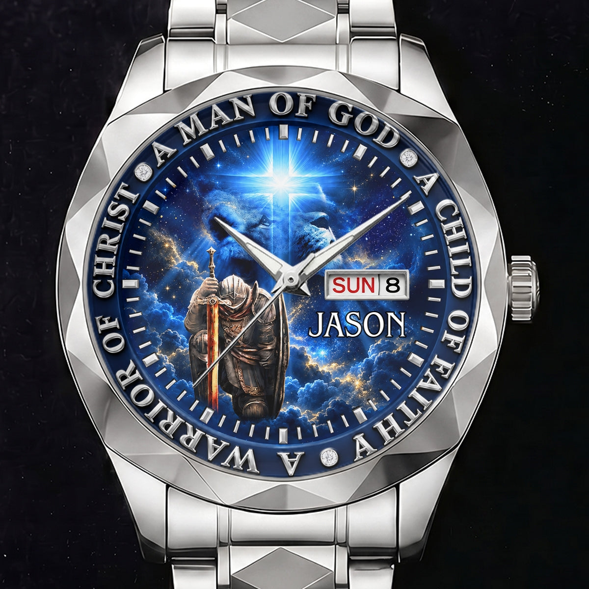 A Man Of God, Gift For Dad | Personalized Men's Wrist Watch