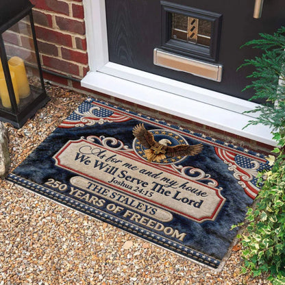 As For Me And My House We Will Serve The Lord - Personalized Doormat