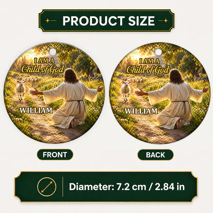Child Of God, Gift For Christian Loved Ones  | Personalized Round Shaped Ceramic Ornament