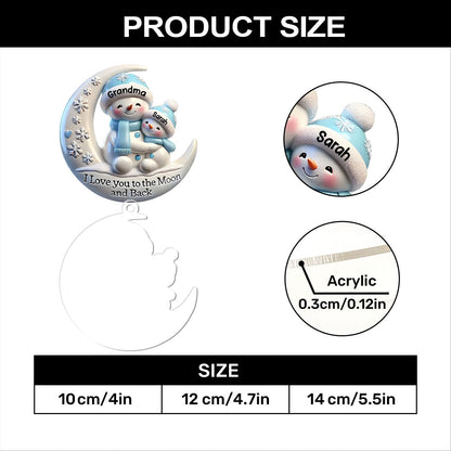 Grandma & Me Moonlight Snuggle, Gift For grandchildren | Personalized 1-Layer Acrylic Ornament