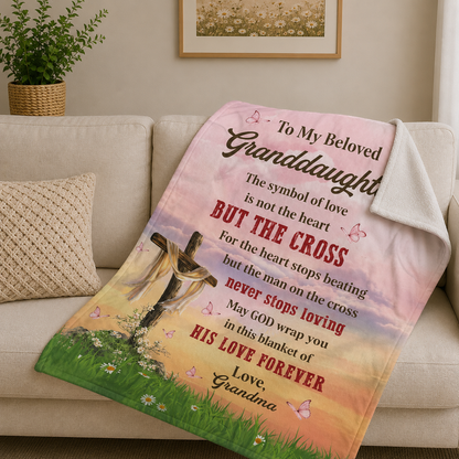 Cross Love, Gift For Granddaughter From Grandma | Personalized Fleece Blanket