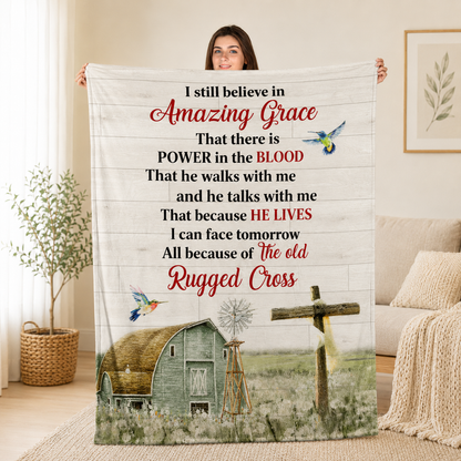 Amazing Grace Old Rugged Cross Faith Quote | Personalized Fleece Blanket