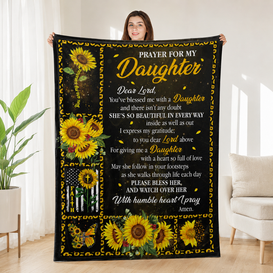 Prayer Sunflower Faith, Gift For Daughter | Personalized Fleece Blanket