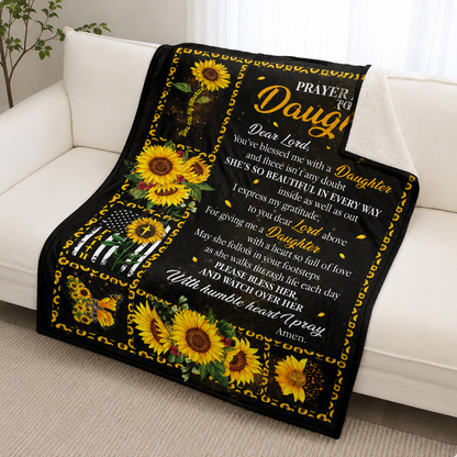 Prayer Sunflower Faith, Gift For Daughter | Personalized Fleece Blanket