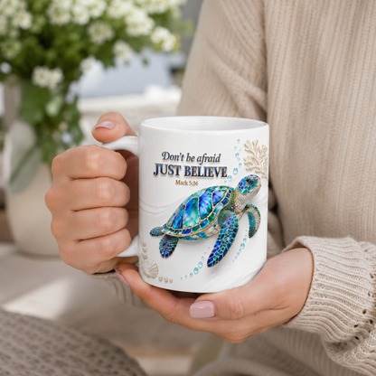 Don't Be Afraid Just Believe Mark 5:36, Gift of Faith | Personalized Ceramic Coffee Mug