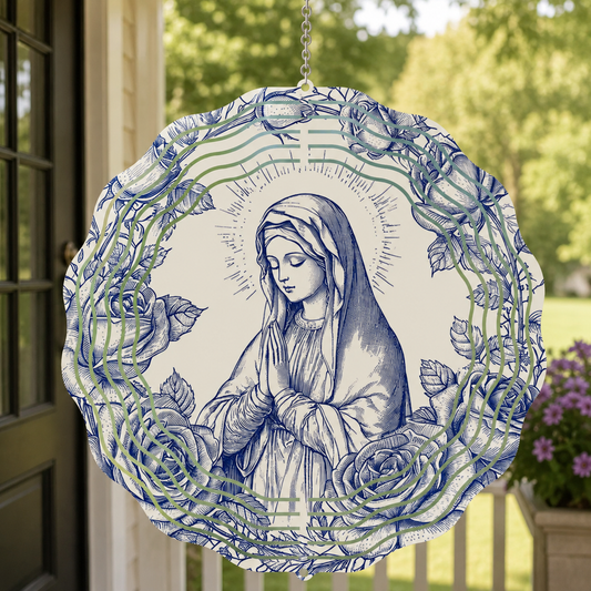Immaculate Devotion Toile Art, Marian Gift | Wind Spinner