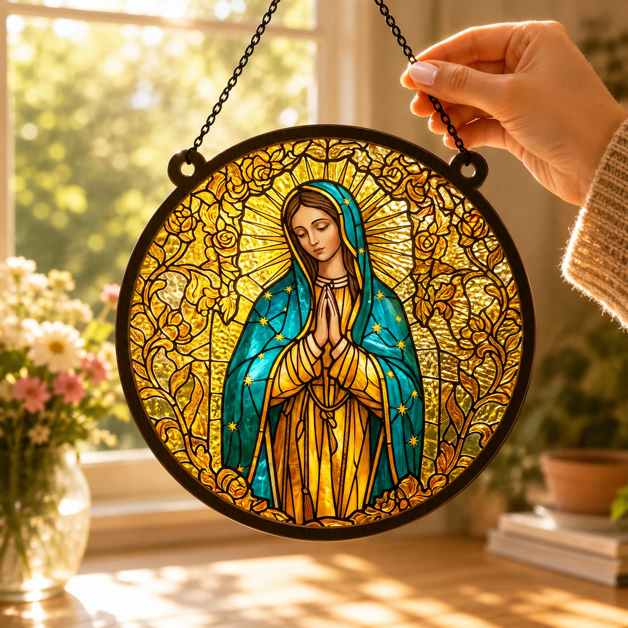 Sacred Virgin Mary, Marian Gift, Gift of Grace | Window Hanging Suncatcher
