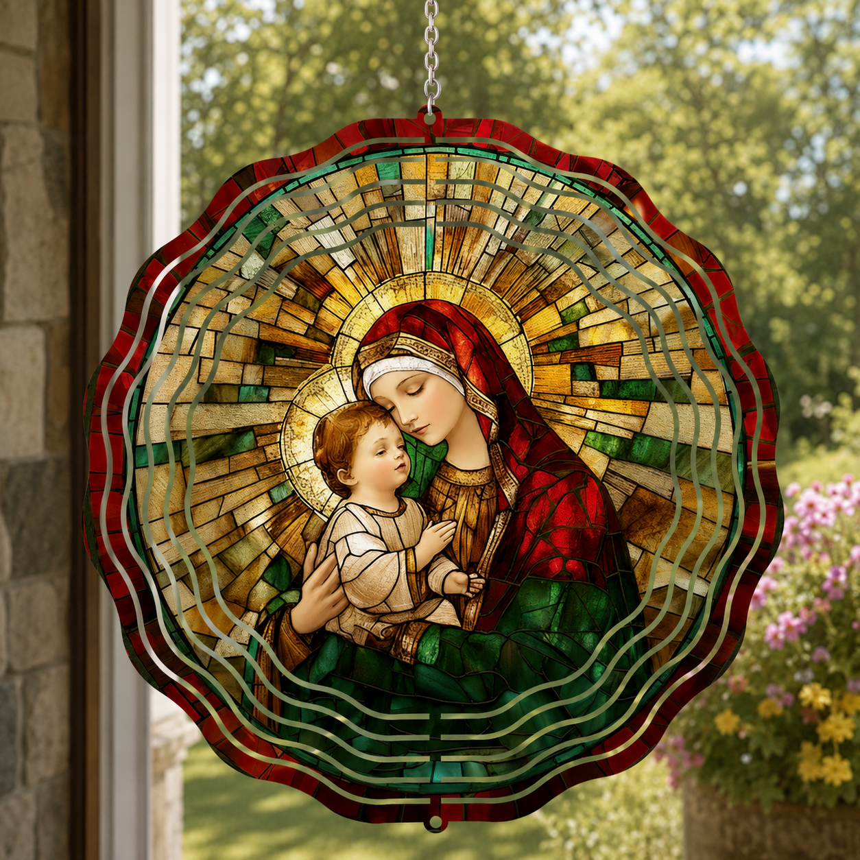 Sacred Light Of Mother And Child, Catholic Gift | Wind Spinner