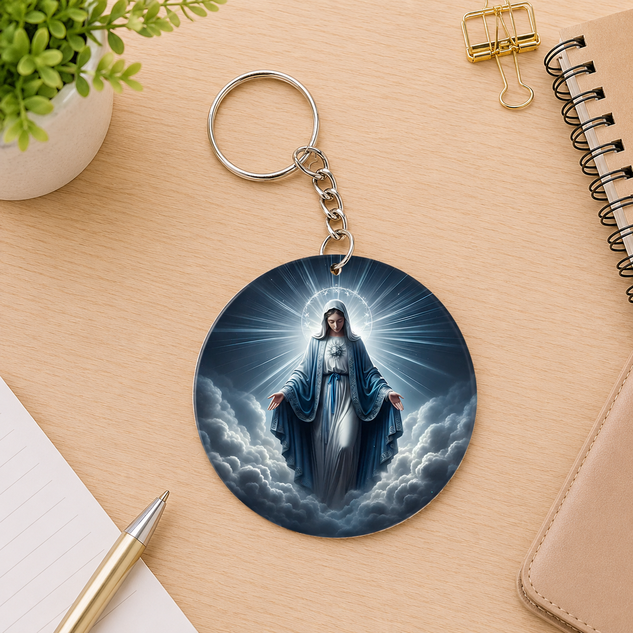 Elegant Virgin Mary, Gift of Devotion | Acrylic Keychain