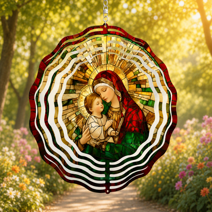 Sacred Light Of Mother And Child, Catholic Gift | Wind Spinner