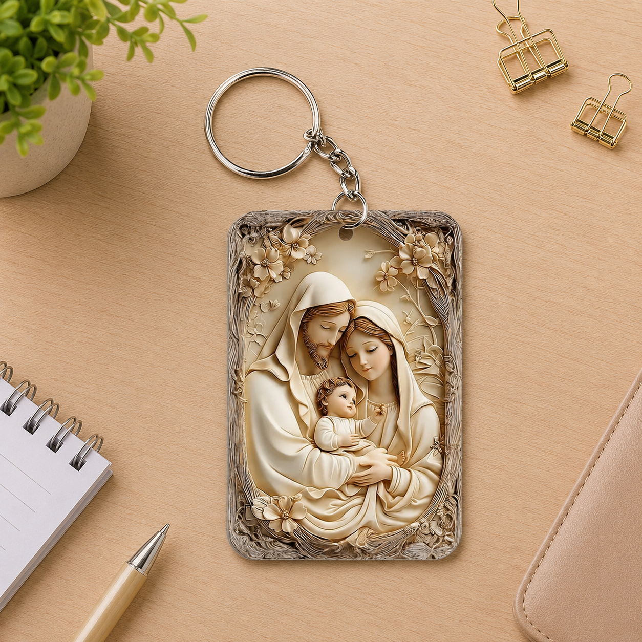 Vintage Inspired Holy Family, Gift of Love | Acrylic Keychain