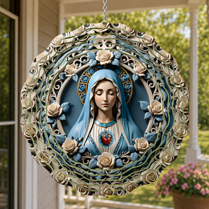 Sacred Heart Of Mary, Catholic Gift | Wind Spinner