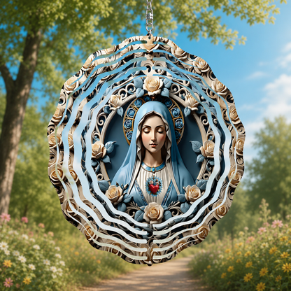 Sacred Heart Of Mary, Catholic Gift | Wind Spinner
