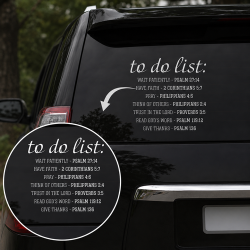 Christian Daily Todo List, Funny Gift | Car Bumper Sticker