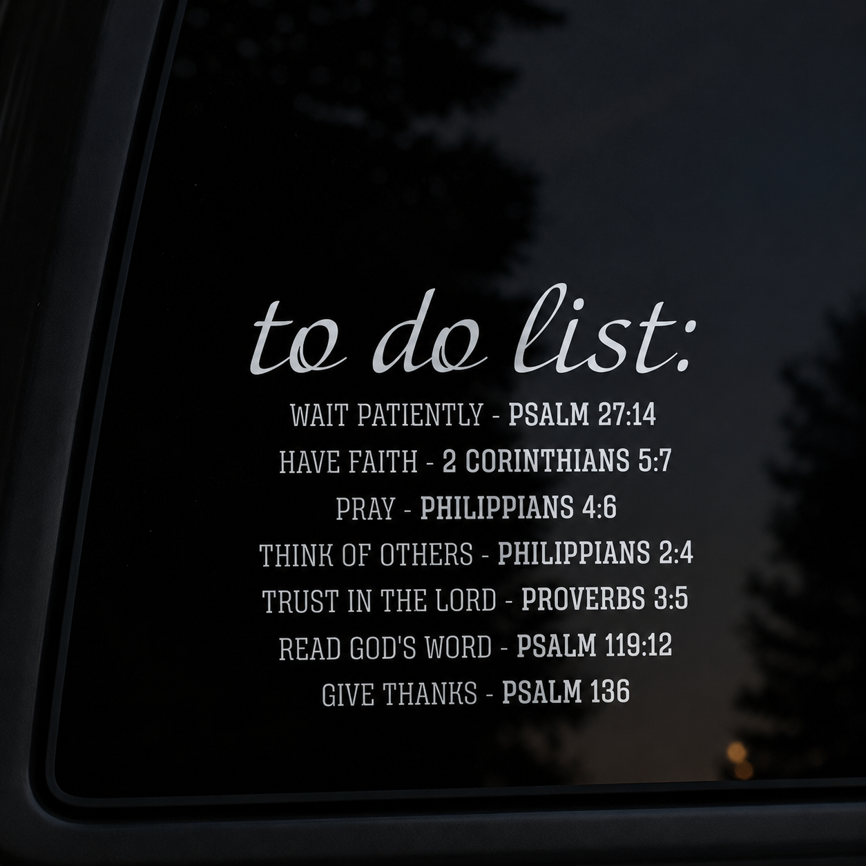 Christian Daily Todo List, Funny Gift | Car Bumper Sticker
