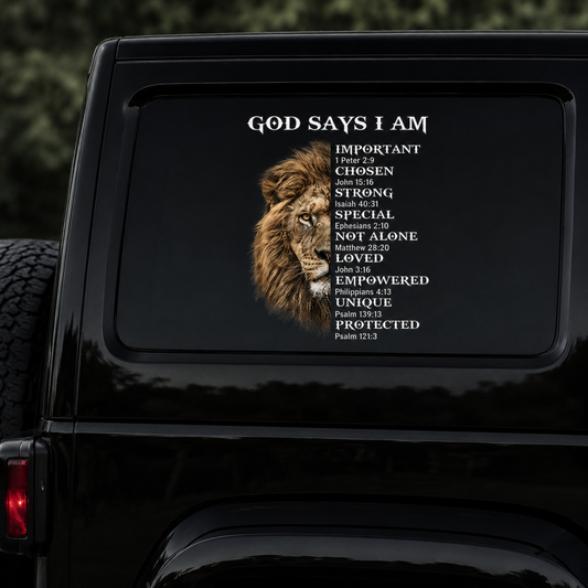 God Says I Am, Christian Gift | Car Bumper Sticker