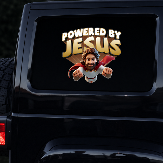 Powered By Jesus, Christian Gift | Car Bumper Sticker