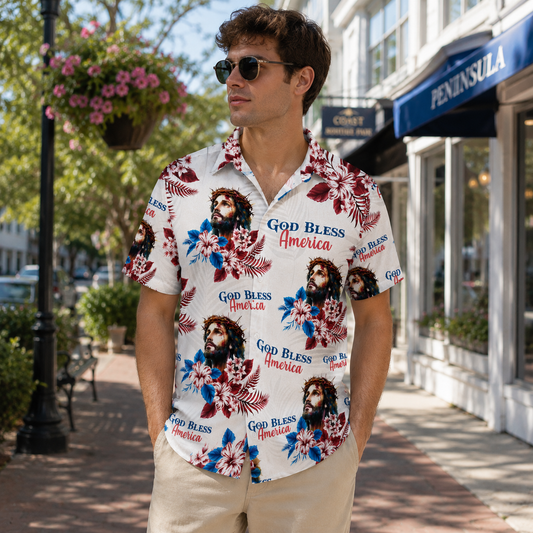 God Bless America, Gift of Liberty | Personalized Hawaiian Shirt