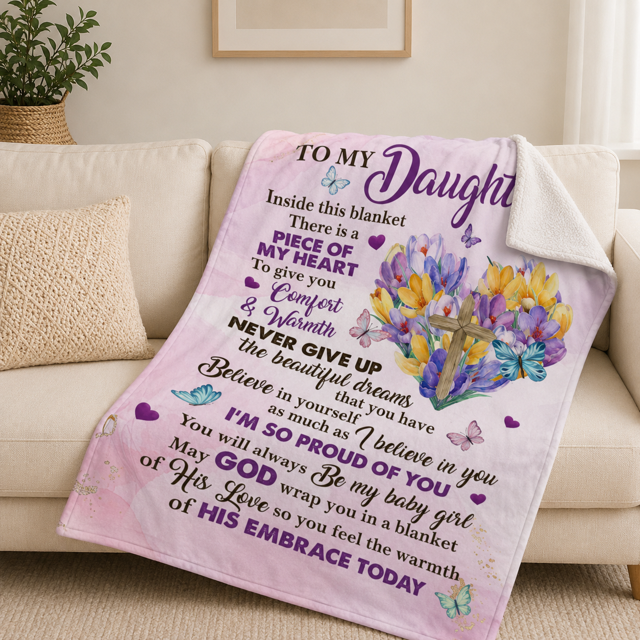 You Will Always Be My Baby Girl, Flower Gift For Daughter | Personalized Fleece Blanket