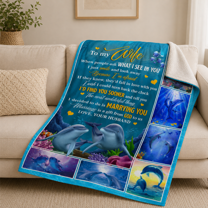 Marriage Is A Gift From God To Us, Dolphin Couple | Personalized Fleece Blanket