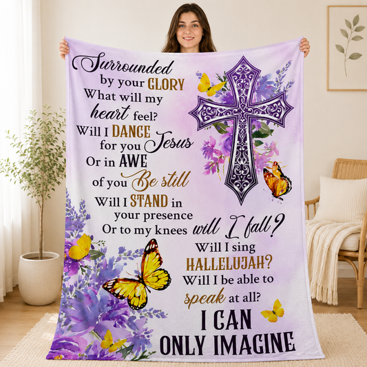 I Can Only Imagine, Cross And Butterfly | Personalized Fleece Blanket