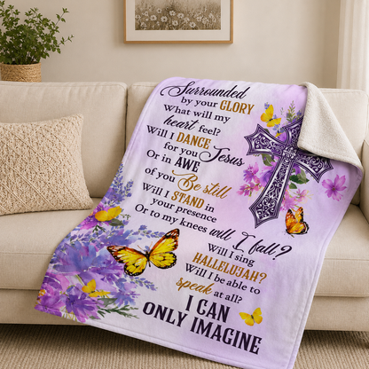 I Can Only Imagine, Cross And Butterfly | Personalized Fleece Blanket