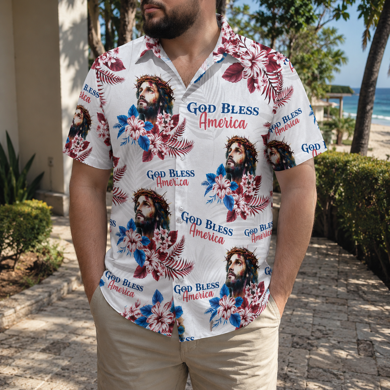 God Bless America, Gift of Liberty | Personalized Hawaiian Shirt