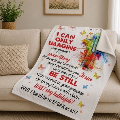 I Can Only Imagine Jesus Cross Faith Gift | Personalized Fleece Blanket