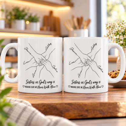 Sisters Are God's Way, Gift For Sister In Christ | Personalized Ceramic Coffee Mug