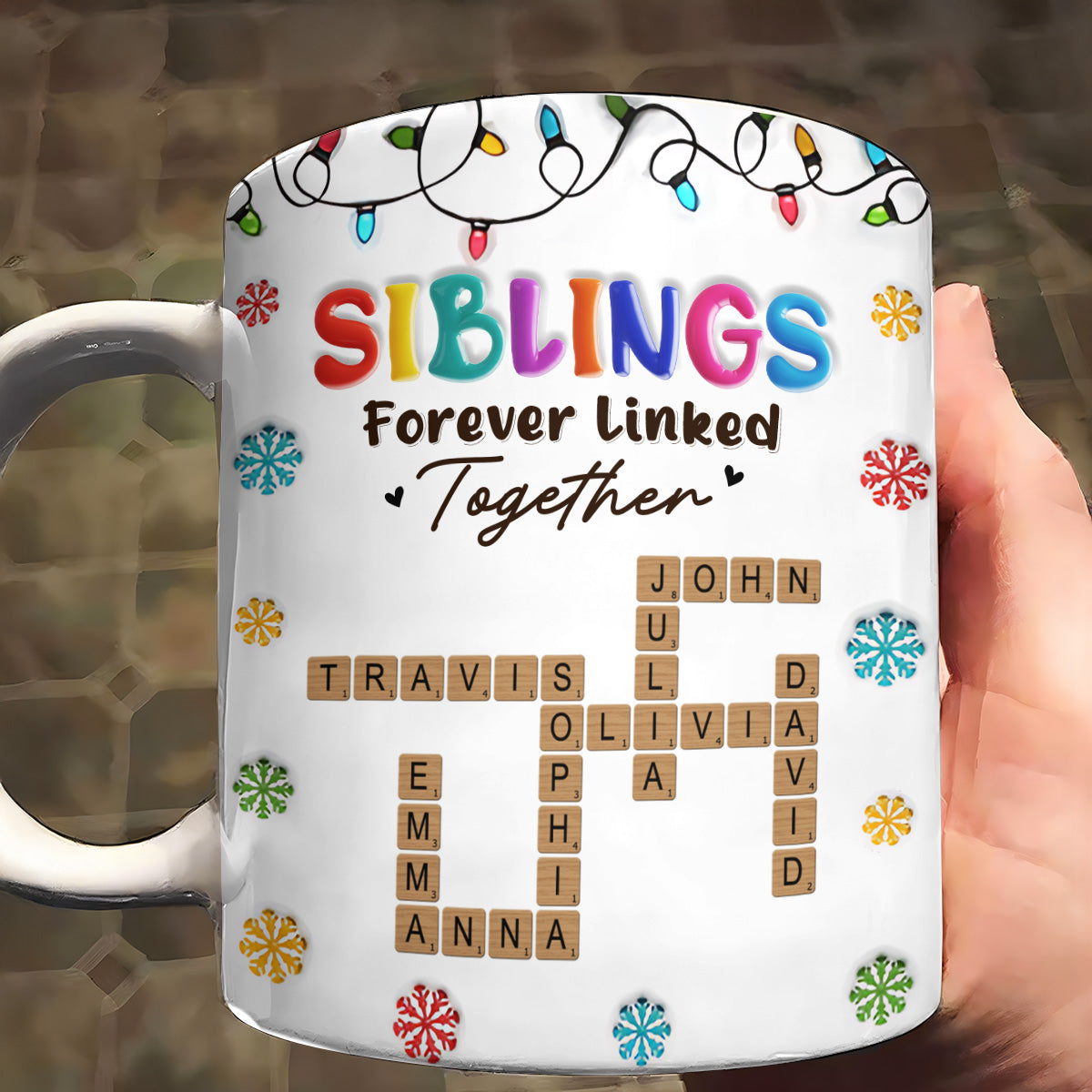 Forever Linked Together, Gift For Siblings - Personalized Ceramic Coffee Mug