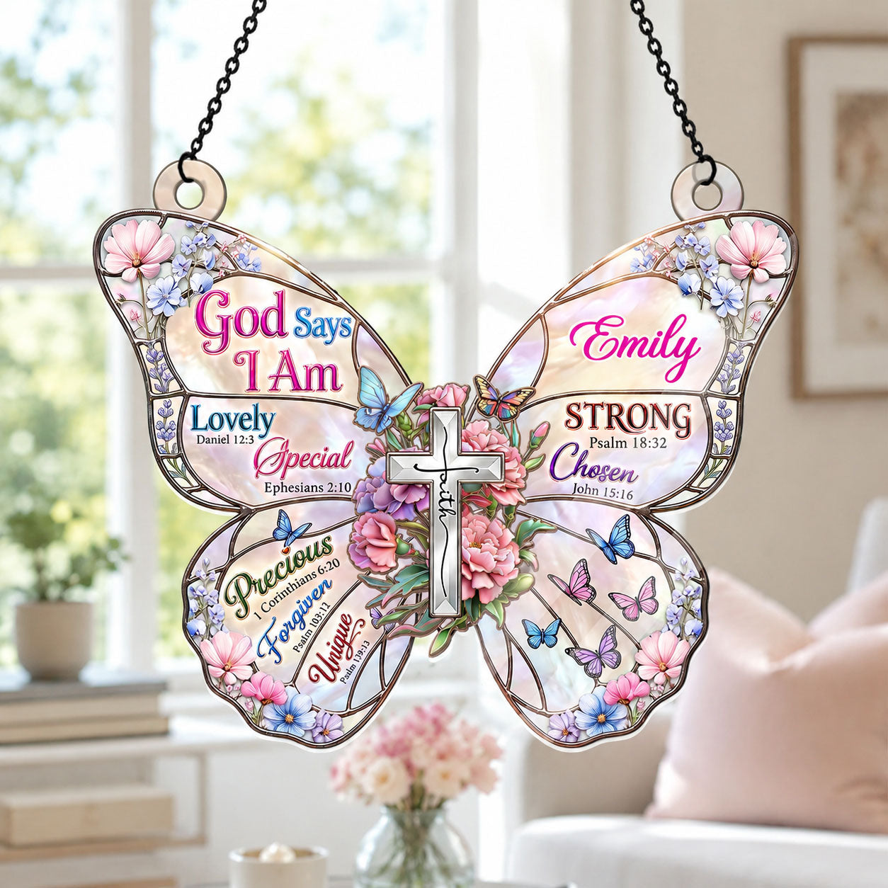 God Says I Am, Christian Gift For Women | Personalized Acrylic Suncatcher