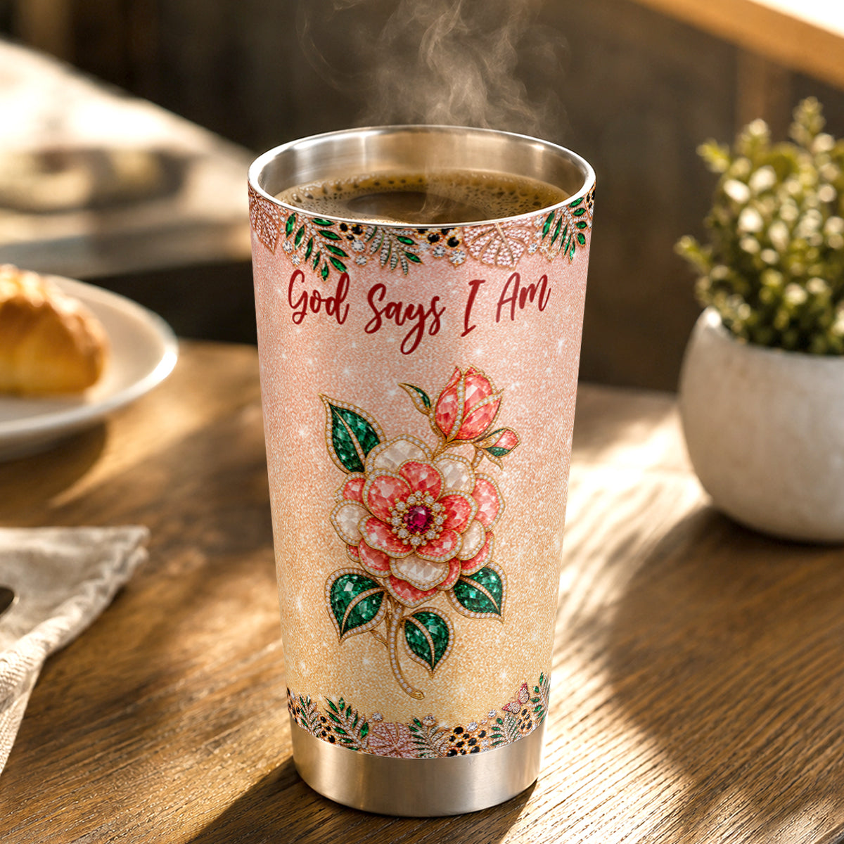 God Says I Am, Gift For Women | Personalized Stainless Steel Tumbler