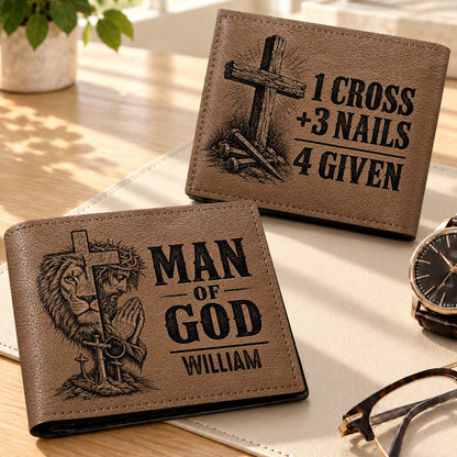 1 Cross 3 Nails 4 Given, Gift For Men | Personalized Folded Wallet For Men