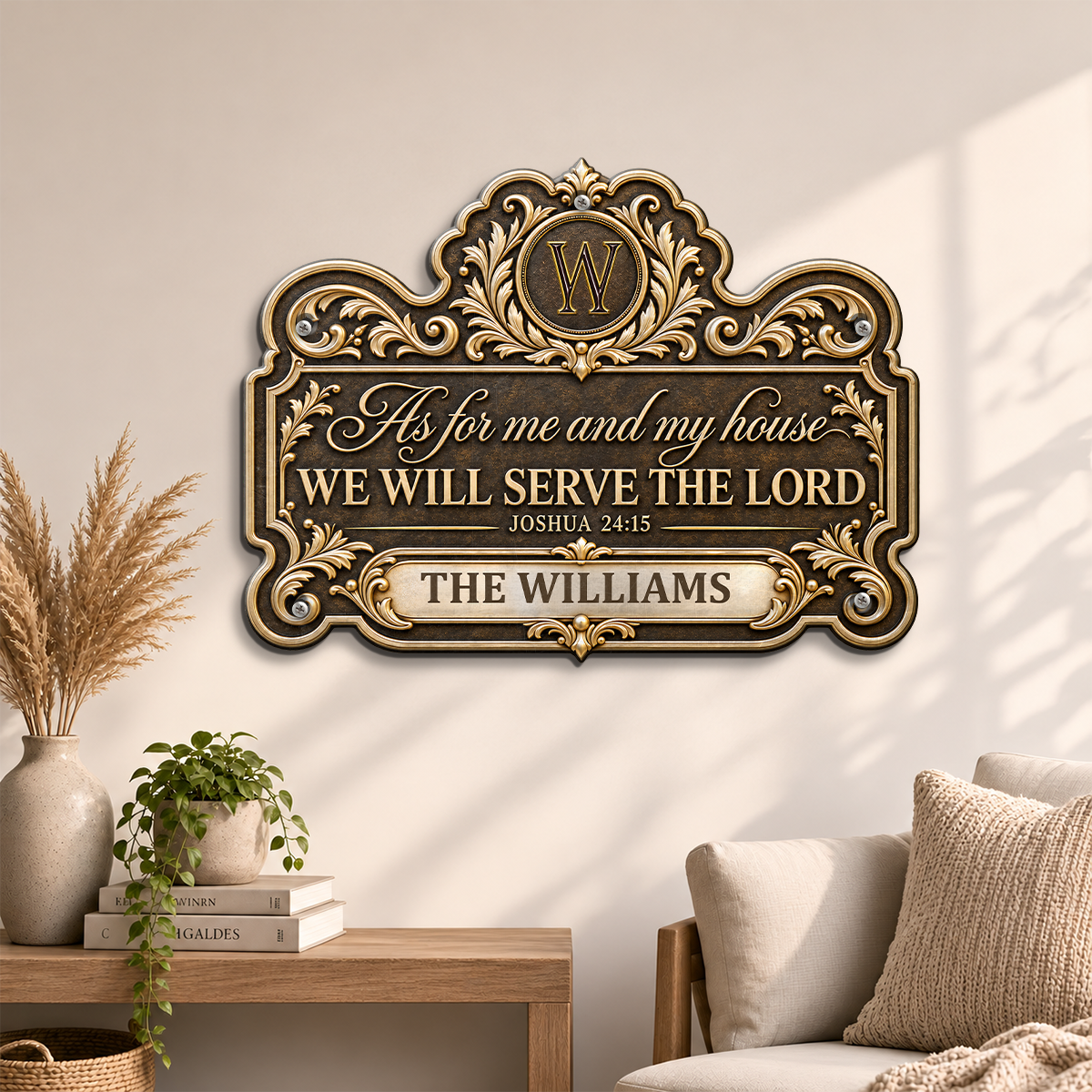 We'll Serve The Lord, Gift For Family | Custom Shaped Metal Sign