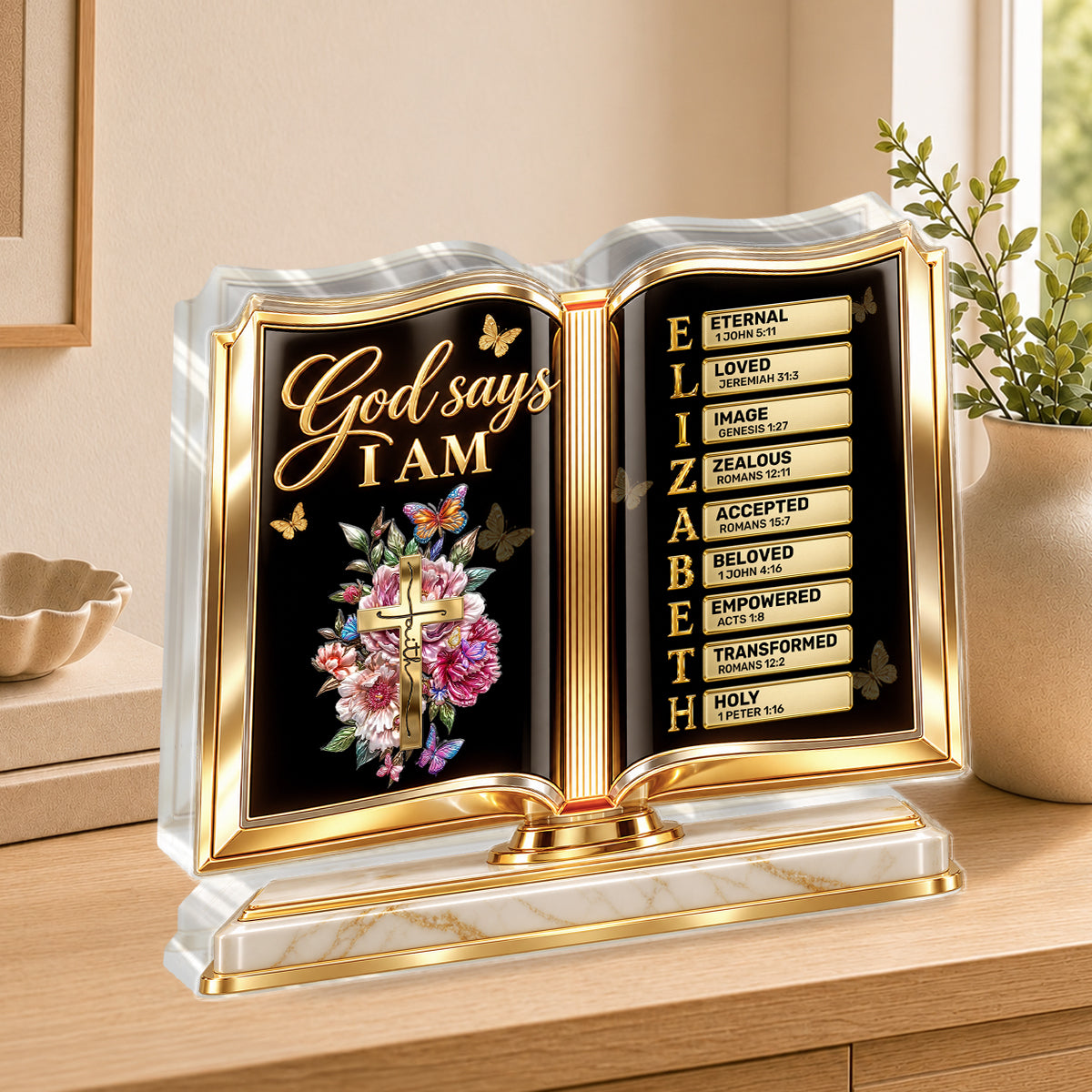 God Says I Am, Gift For Loved One | Personalized Custom Shaped Acrylic Plaque
