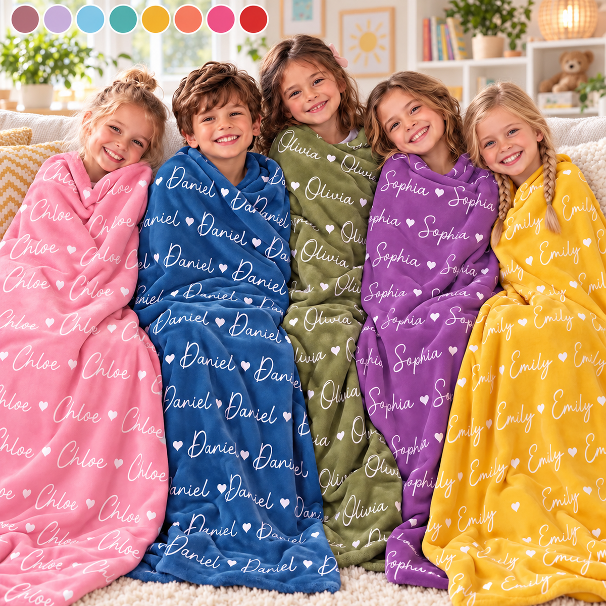 Custom Names Gifts For Kids Family - Personalized Fleece Blanket