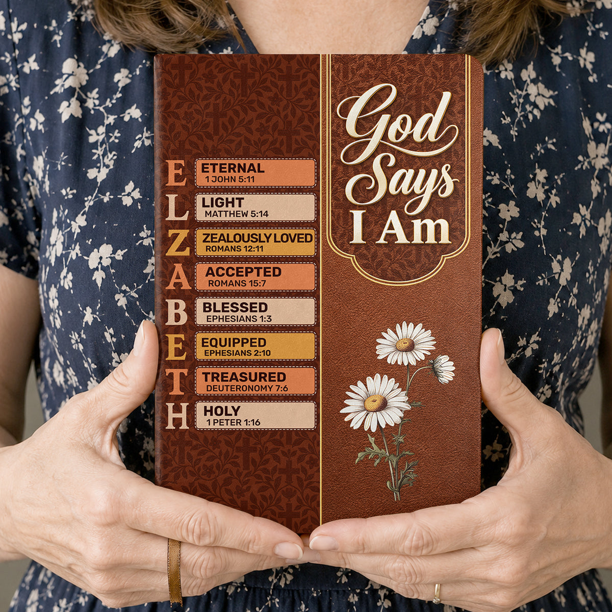 God Says I Am, Gift For Daughter | Personalized Leather Cover Notebook
