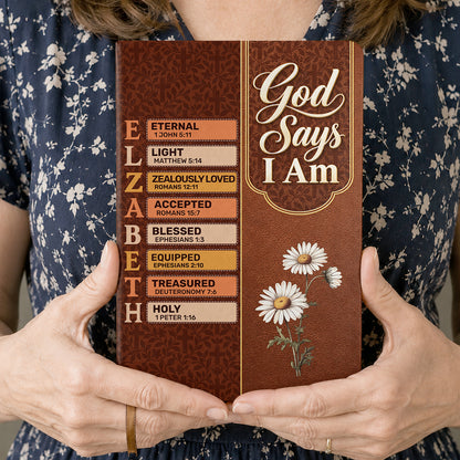 God Says I Am, Gift For Daughter | Personalized Leather Cover Notebook