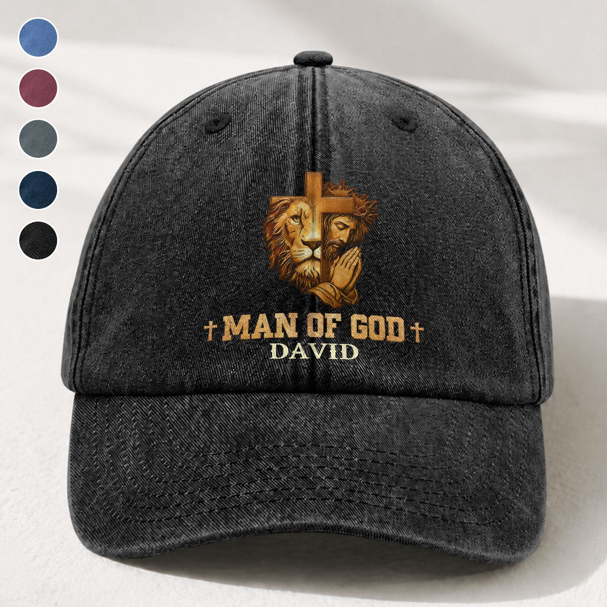 Man Of God | Personalized Vintage Washed Denim Cap