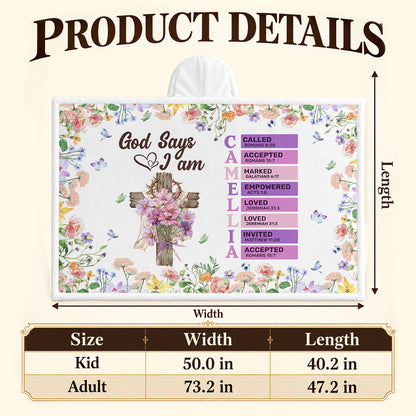 Name Letter In Bible, Birth Flower, Gift For Loved One | Personalized Wearable Blanket Hoodie