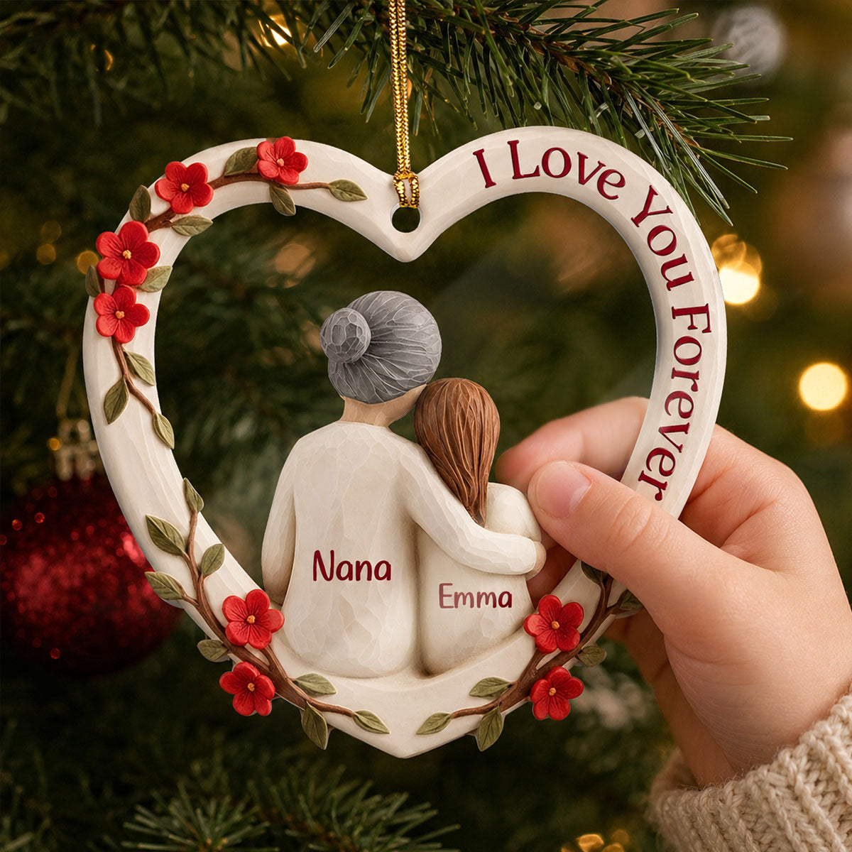 The Love Between Grandma And Grandchild Is Forever, Gift For Grandma - Personalized 1-Layer Acrylic Ornament