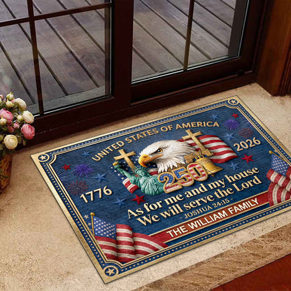 As For Me And My House We Will Serve The Lord - Personalized Doormat