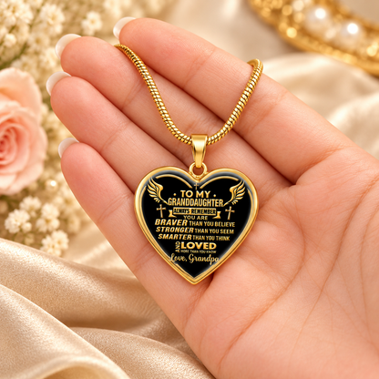 To My Granddaughter And Daughter, Christian Gift For Granddaughter, Daughter- Personalized Heart Necklace