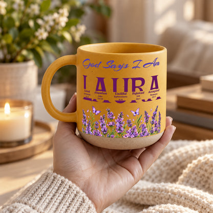 God Says I Am, Gift For Mom | Personalized Pottery Mug