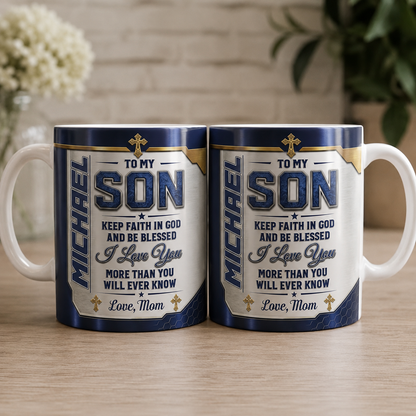 Blessing To My Son, Gift of Blessing | Personalized Ceramic Coffee Mug
