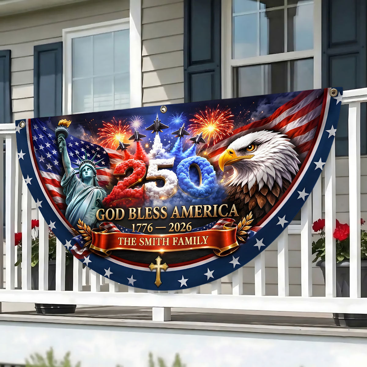 God Bless America - Personalized Non-Pleated Fan Flag