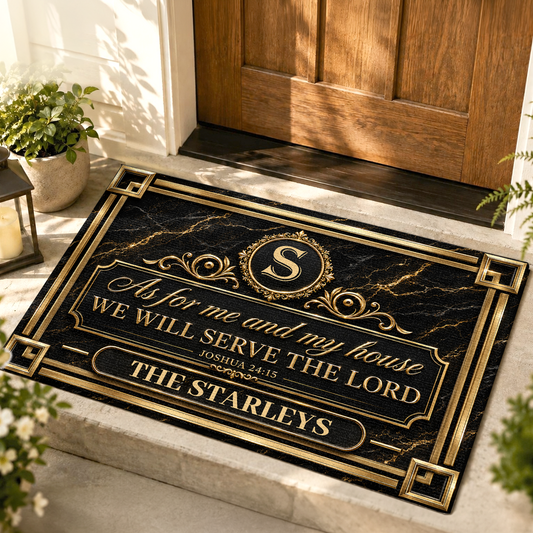 As For Me And My House We Will Serve The Lord, Gift For Family | Personalized Doormat