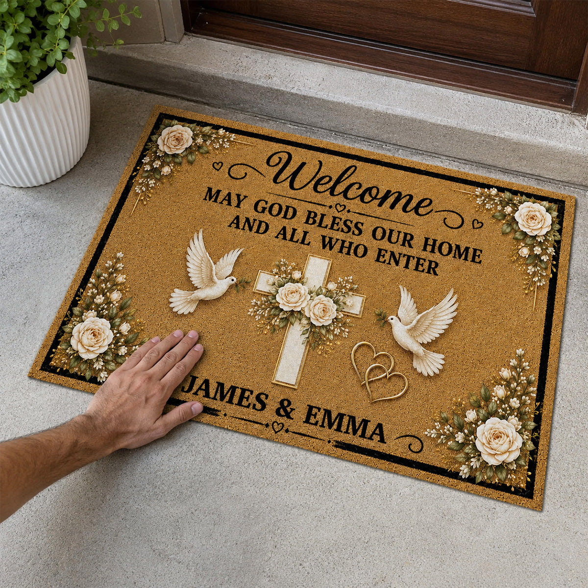 May God Bless Our Home And All Who Enter, Gift of Welcome | Personalized Doormat