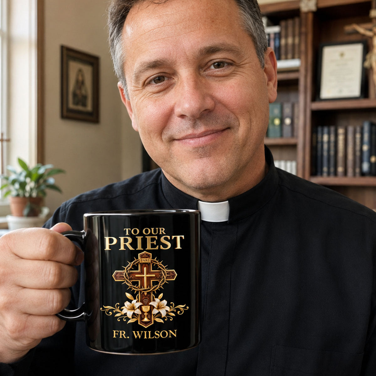 Thank You For Being A Faithful Shepherd, Christian Gift For Priest | Personalized Ceramic Coffee Mug